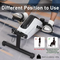 HOMCOM Magnetic Pedal Exerciser, 8-Level Adjustable Resistance Mini Exercise Bike for Arms and Legs Rehabilitation Training, Portable Trainer Fitness Equipment for Elderly People Home, Office Workout(m-6)
