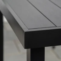 Outsunny Table à manger de jardin pour 6 personnes, en aluminium, 140 x 90 x 74 cm, aspect noir(m-8)