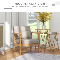 HOMCOM Gestoffeerde Stoel, inclusief 1 Kussen, 70 cm x 72 cm x 76 cm, Beige + Natuurlijk(m-4)