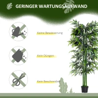 Outsunny Kunstplant - Kunstmatige Bamboe Plant 20 cm x 20 cm x 180 cm, Groen + Zwart(m-6)