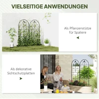 Outsunny Metalen Klimrek 2-delig Set voor in de grond roestvrij Klimhulp met Vogeldesign voor Klimplanten 50x120 cm Zwart(m-6)
