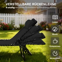 Outsunny ligbed tuin ligbed 4-traps verstelbare rugleuning zwart(m-4)
