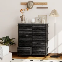HOMCOM Chest of Eight Fabric Drawers - Black(m-10)