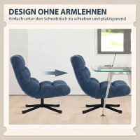 HOMCOM Draaibare Accentstoel, moderne loungefauteuil zonder armleuningen met stalen poten, donkerblauw(m-6)