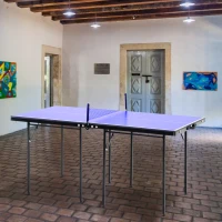 HOMCOM Tavolino da Ping Pong Pieghevole in Legno MDF 153 x 76.5 x 67cm Blu e Nero(m-10)