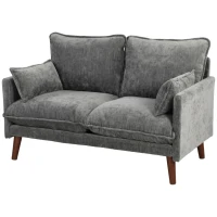 HOMCOM 2 Seater Sofa, Loveseat Sofa with Spring Cushions, Wide and Deep Seat, Wood Legs, Grey(m-15)