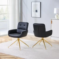 Chaise pivotante de salle, manger style luxe léger européen, lot de 2, patins antidérapants, 55x50x85 cm, Noir+Or(m-4)