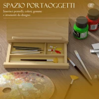 Vinsetto Cavalletto per Pittura Pieghevole in Faggio con Angolazione Regolabile e Cassetto, 33.5x26x26 cm(m-6)