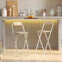 HOMCOM Set 2 Scaune de Bar Pliabile cu Suport pentru Picioare, din Lemn și Oțel, 37 x 45 x 87 cm, Lemn(m-2)