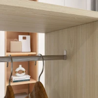 HOMCOM Roupeiro de Madeira Móvel Armário Roupeiro Aberto com 2 Barras para Pendurar e 3 Prateleiras 120x40x128 cm Madeira(m-8)