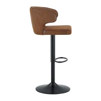Lot de 2 tabourets de bar avec dossier, réglables en hauteur et pivotants 360°, 49.7x45x110 cm, Marron(m-11)