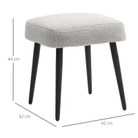 HOMCOM Kruk, Voetensteun, Gevoerde Zitting, Kasjmier-Look, Stalen Poten, 42 x 42 x 43 cm, Lichtgrijs(m-3)