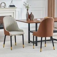 Lot de 2 chaises de salle à manger, dossier motif éclair stylé, déperlante et facile d'entretien, 47.3x44x91 cm, Gris chaud(m-1)