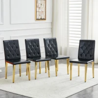 Lot de 4 chaises de salle à manger, style luxe européen, patins antidérapants et silencieux, 42x46x89 cm, Noir+Or(m-4)