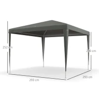 Outsunny Tonnelle de jardin 3 x 3 m, barnum tente de réception Structure en acier, tissu PE pour fêtes et mariages, gris(m-3)