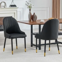 Lot de 2 chaises de salle à manger, dossier motif éclair stylé, déperlante et facile d'entretien, 47.3x44x91 cm, Noir(m-4)