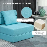 HOMCOM Opklapbare slaapstoel, slaapbank, 2-in-1 opklapstoel met bedfunctie, relaxstoel met kussen, logeerbed voor woonkamer, slaapkamer, draagvermogen tot 100 kg, blauw(m-5)