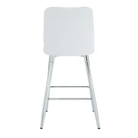 Lot de 2 tabourets de bar hauteur, design moderne et confortable, dossier incurvé et repose-pieds, 42x45x100 cm, Blanc+Argenté(m-12)