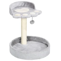 PawHut Tiragraffi per Gatti con Lettini, Corda in Juta e Peluche, 41x41x44 cm, Grigio Chiaro(m-1)