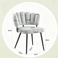 Lot de 2 chaises de salle à manger, mousse haute densité, patins antidérapants, 60x48x80 cm, Gris clair+Noir(m-3)