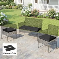 Outsunny Outdoor Seat Cushion Pads for Rattan Furniture, 3 PCs Garden Furniture Cushions, Black(m-8)