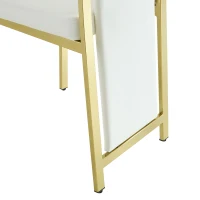 Chaise de salle à manger minimaliste européenne, bordure dorée 3D et dossier haut ergonomique, 44x42.7x109 cm, Blanc+Doré(m-10)