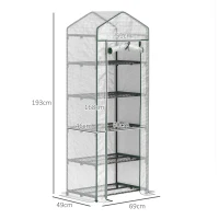 Outsunny Mini-kas voor Bloemen of Groenten, Staal, Plastic, 69L x 49B x 193H cm, Wit(m-3)