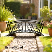 Outsunny 1.2M Metal Garden Bridge with Safety Railings, Outdoor Pond Bridge, Arch Decorative Footbridge for Creek Stream(m-7)