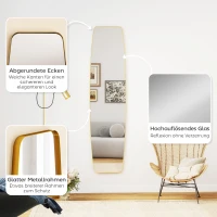 HOMCOM Wandspiegel spiegel met metalen frame, decoratieve hangspiegel voor hal, 160 x 40 x 3 cm, goud(m-7)