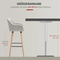HOMCOM 2-delige set barkrukken, inclusief voetensteun, massief hout, 55 cm x 48 cm x 100 cm, beige + natuur(m-7)