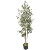 HOMCOM Decorative Artificial Plant, 175 cm Silk Olive Tree with 787 Leaves in Cement Pot, Fake Plant