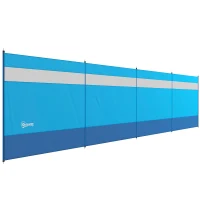 Outsunny Paravent brise-vent de camping portable pliable avec sac de transport et poteaux en acier dim. 725 cm x 140 cm bleu(m-12)
