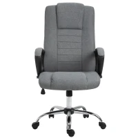 HOMCOM Fauteuil de bureau à roulettes chaise manager ergonomique pivotante hauteur réglable lin gris foncé(m-11)