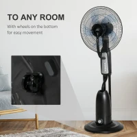 HOMCOM 18" Pedestal Fan with Water Mist Spray, Standing Fan, Humidifying Misting Fan with 3 Speeds, 2.8L Water Tank, Black(m-7)