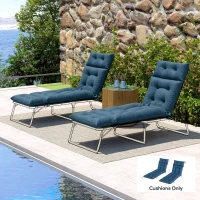 Outsunny Set of Two 190 x 56cm Sun Lounger Cushions - Navy Blue(m-8)