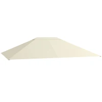 Outsunny 3 x 4m Gazebo Canopy Replacement Cover, Gazebo Roof Replacement (TOP COVER ONLY), Cream White(m-1)
