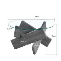 Table basse ronde, design moderne, facile à nettoyer et stable, 79x79x45 cm, Transparent(m-3)