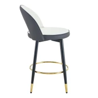 Tabouret de bar pivotant 360°, dossier ajouré design, lot de 2, 44x44x91.5 cm, Gris foncé+Blanc(m-11)