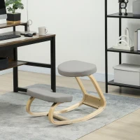 HOMCOM Sedia Inginocchiatoio con Movimento a Dondolo, in Tessuto e Legno di Betulla, 50x73x55 cm, Grigio(m-10)