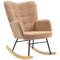 HOMCOM Schommelstoel in retrodesign, massief hout, fauteuil, relaxfauteuil, 98 cm x 71 cm x 101 cm, bruin(m-10)