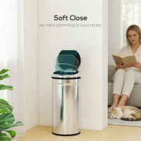 HOMCOM 42L Automatic Motion Sensor Rubbish Bin with Fingerprint Resistant, Stainless Steel, Silver Tone(m-6)