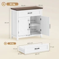 HOMCOM Credenza Moderna Rustico con Ripiano Regolabile, Spazio Contenitore e 2 Ante.(m-3)