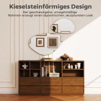 HOMCOM Muurspiegel 2-delige set 70 x 46 cm, 49,5 x 31 cm spiegel met metalen frame hangspiegel in kiezelvorm, Zwart(m-4)
