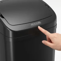 HOMCOM 48L Galvanised Steel Sensor Bin - Black(m-9)