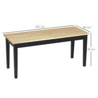 HOMCOM Moderne bank voor 2 personen, houten bank, massief hout, gelakt, naturel + zwart(m-3)