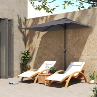 Outsunny Demi-parasol Ø 230 cm Parasol de balcon terrasse avec manivelle Protection solaire UV Polyester, gris(m-2)