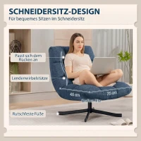 HOMCOM Draaibare Accentstoel, moderne loungefauteuil zonder armleuningen met stalen poten, donkerblauw(m-4)