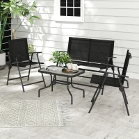 Outsunny Four-Piece Metal Garden Sofa Set - Black(m-10)