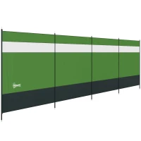 Outsunny Camping Windbreaker with Clear Windows, Carry Bag and Steel Poles, for Beach Caravan Campervan, 725 x 140cm, Army Green(m-15)
