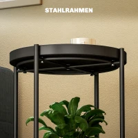 HOMCOM Ronde Bijzettafel met Legbord, 2-Lagen Koffietafel voor Woonkamer, Slaapkamer, Kleine Ruimtes, Metaal, Zwart(m-5)